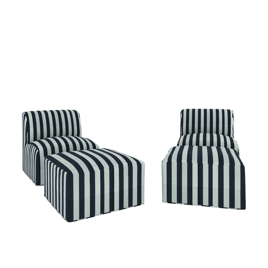 Praia Sunbrella Outdoor Lounge Chairs Set With Ottomans